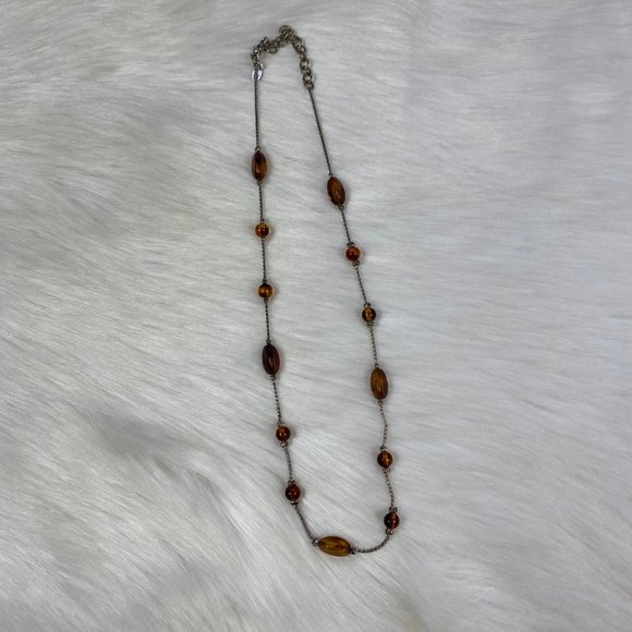 Vintage Monet Faux Tortoiseshell Bead Chain Necklace 17" - Picture 3 of 6